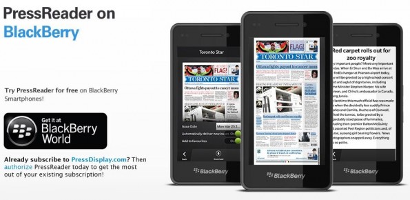 pressreader for blackberry 10