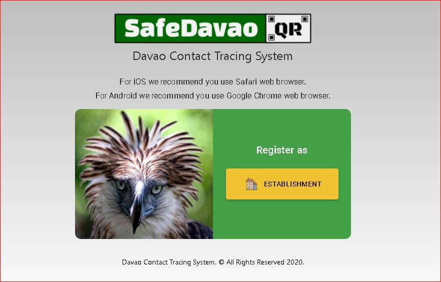 Safe Davao QR Code for Business Establishments