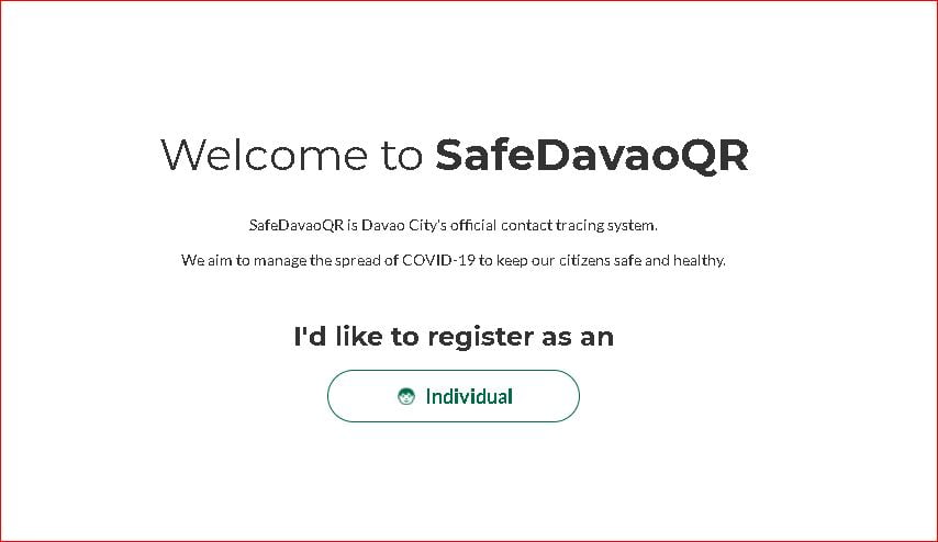 Safe Davao QR Code for Individuals