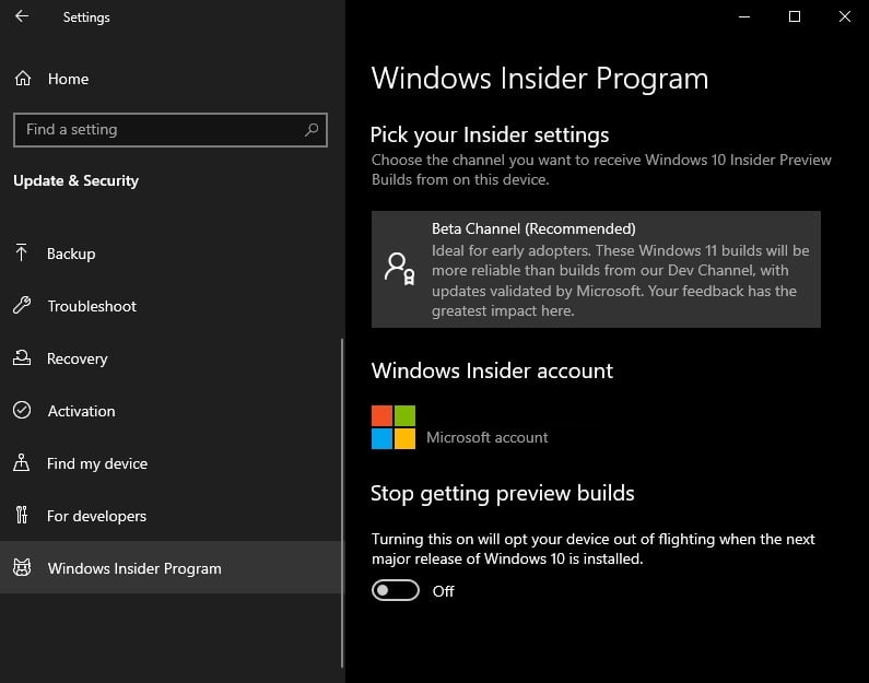 Windows 10/11 Insider Program